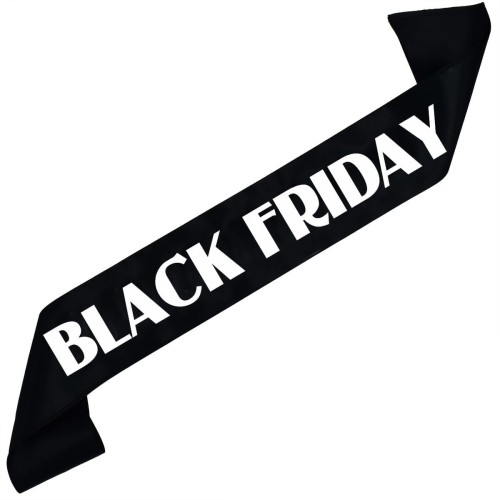 Szarfa czarna Black Friday - bialy nadruk