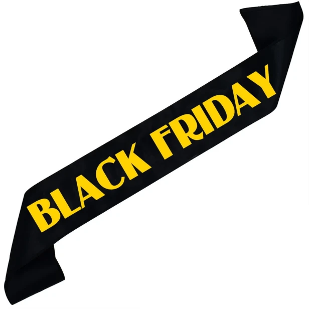 Szarfa czarna Black Friday - z zoltym
