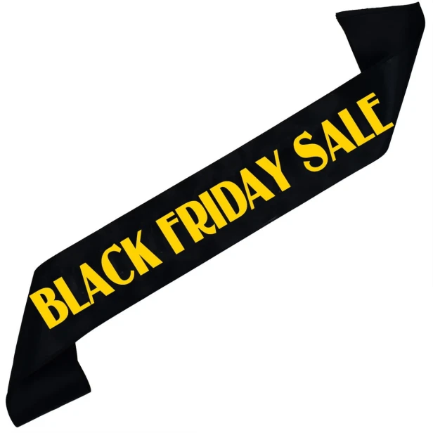Szarfa czarna Black Friday Sale - z zoltym
