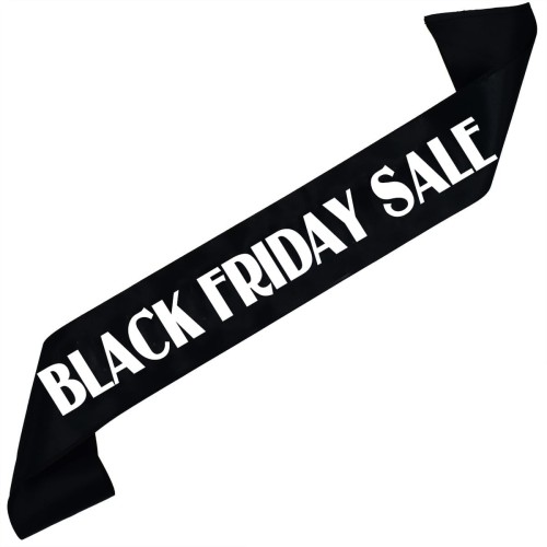 Szarfa czarna Black Friday Sale - bialy nadruk