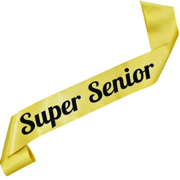 Szarfa zlota Super Senior - czarny nadruk
