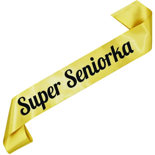 Szarfa zlota Super Seniorka - czarny nadruk