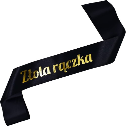 Szarfa czarna Zlota raczka - zloty nadruk