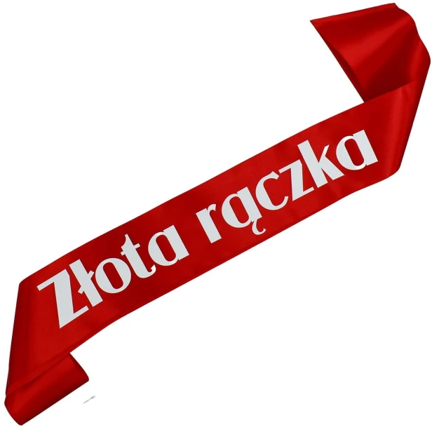 Szarfa zlota Zlota raczka - bialy nadruk
