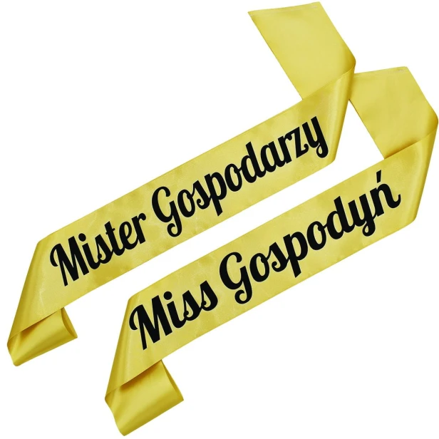 Szarfa Zestaw szarf Zestaw zlotych szarf Miss Gospodyn i Mister Gospodarzy