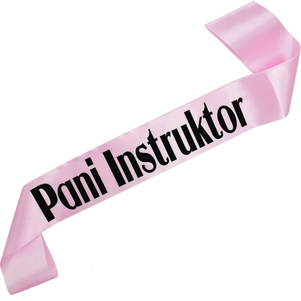 Szarfa jasnorozowa Pani Instruktor - czarny nadruk