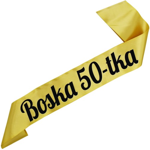 Szarfa na 50 urodziny Boska 50-tka -, czarnym - zlota