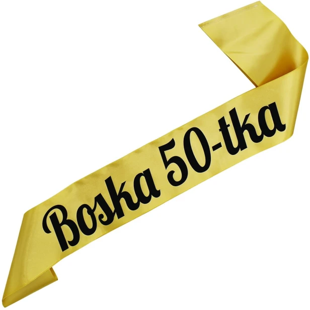 Szarfa na 50 urodziny Boska 50-tka -, czarnym - zlota