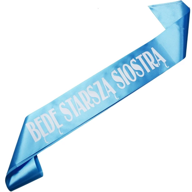 Szarfa Bede starsza siostra - turkusowa - bialy nadruk