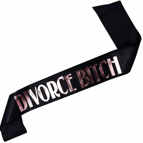 Szarfa rozwodowa Divorce Bitch - z - rozowozloty nadruk