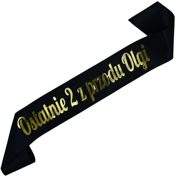 Szarfa czarna Ostatnie pozegnanie 2 z przodu z imieniem - zloty nadruk