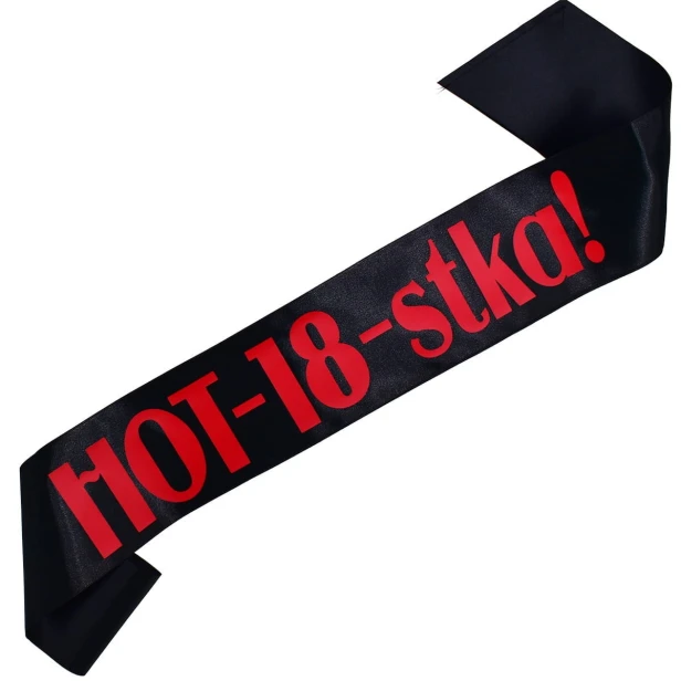 Szarfa na 18 urodziny Hot-18-stka! - czerwonym - czarna