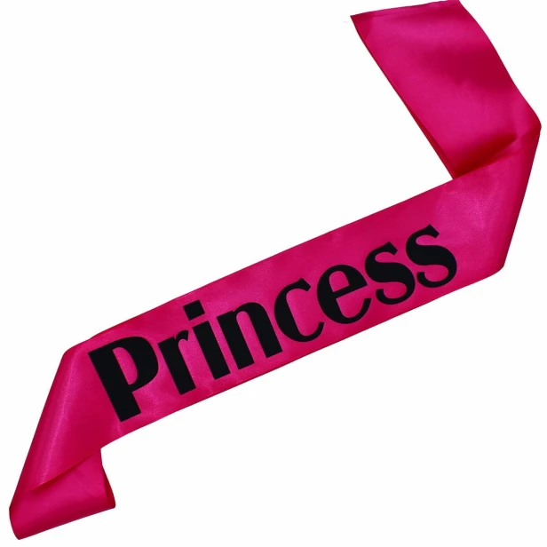Szarfa Princess - fuksjowa - czarny nadruk
