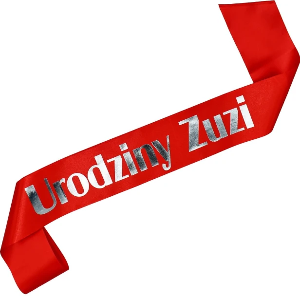 Szarfa Urodziny z dowolnym imieniem - srebrny nadruk - Szarfy urodzinowe uniwersalne