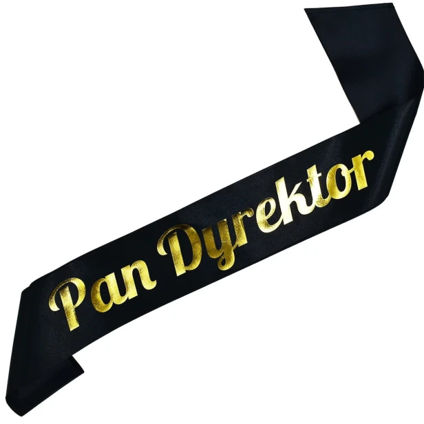 Szarfa czarna Pan Dyrektor - zloty nadruk