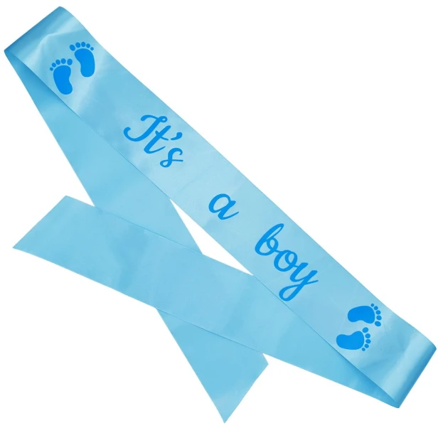 Szarfa blekitna Dekoracyjna- Its a Boy ze stopkami z niebieskim