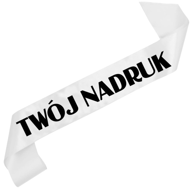 Szarfa z Twoim nadrukiem - biala szarfa z wybranym kolorem nadruku