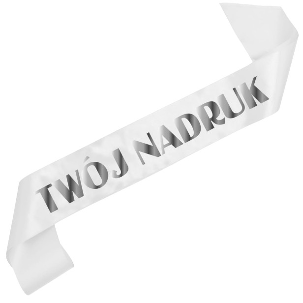 Szarfa z Twoim nadrukiem - biala szarfa z wybranym kolorem nadruku - ujecie 6