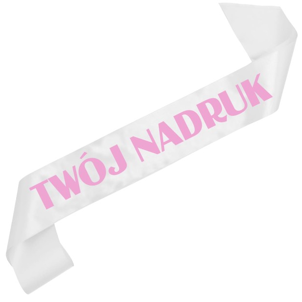 Szarfa z Twoim nadrukiem - biala szarfa z wybranym kolorem nadruku - dodatkowe ujecie