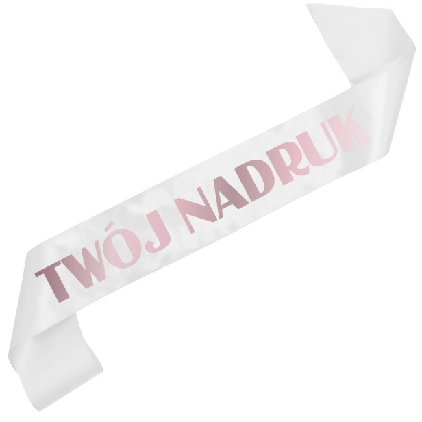 Szarfa z Twoim nadrukiem - biala szarfa z wybranym kolorem nadruku - widok produktu