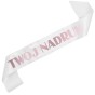 Szarfa z Twoim nadrukiem - biala szarfa z wybranym kolorem nadruku - widok produktu