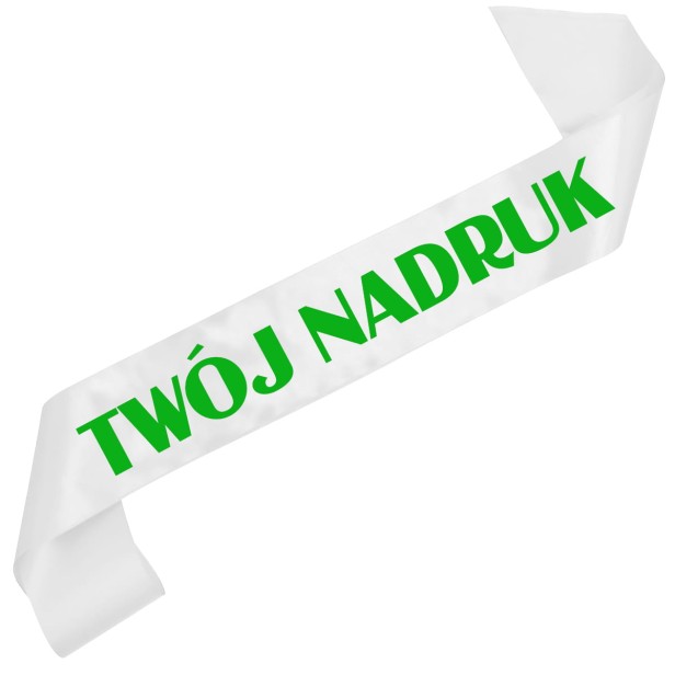 Szarfa z Twoim nadrukiem - biala szarfa z wybranym kolorem nadruku - ujecie 7