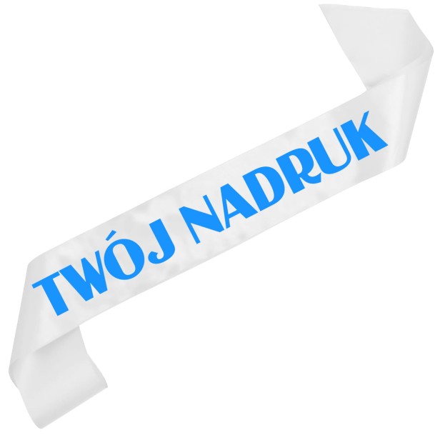 Szarfa z Twoim nadrukiem - biala szarfa z wybranym kolorem nadruku - ujecie 5