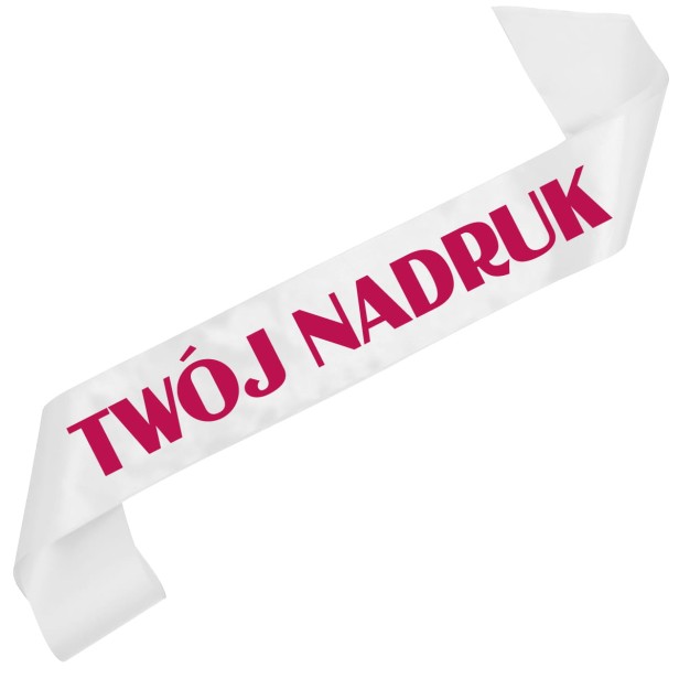 Szarfa z Twoim nadrukiem - biala szarfa z wybranym kolorem nadruku - ujecie 9