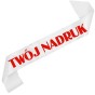 Szarfa z Twoim nadrukiem - biala szarfa z wybranym kolorem nadruku - detal nadruku