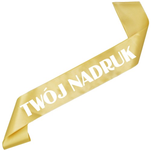 Szarfa z Twoim nadrukiem - zlota szarfa z wybranym kolorem nadruku - detal nadruku
