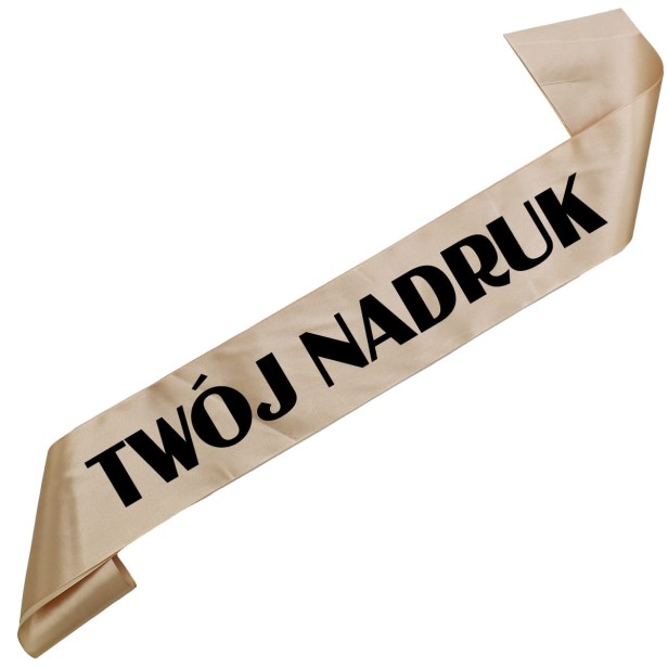Szarfa z Twoim nadrukiem - jasno brzoskwiniowa szarfa z wybranym kolorem nadruku - detal nadruku