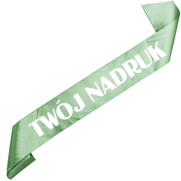 Szarfa z Twoim nadrukiem – szałwiowa szarfa z białym nadrukiem