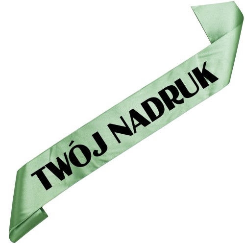 Szarfa z Twoim nadrukiem – szałwiowa szarfa z czarnym nadrukiem