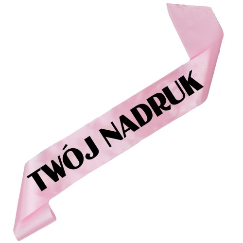 Szarfa z Twoim nadrukiem – jasno różowa szarfa z czarnym nadrukiem