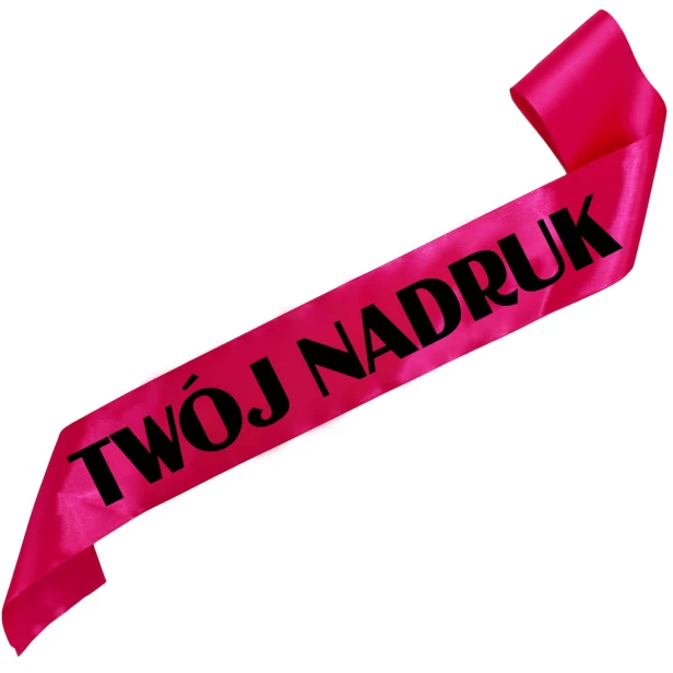 Szarfa z Twoim nadrukiem - fuksjowa szarfa z wybranym kolorem nadruku - detal nadruku