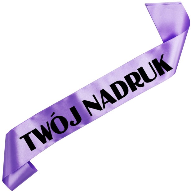 Szarfa z Twoim nadrukiem - fioletowa szarfa z wybranym kolorem nadruku - detal nadruku