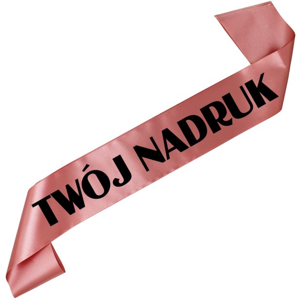 Szarfa z Twoim nadrukiem - rozowozlota szarfa z wybranym kolorem nadruku - detal nadruku