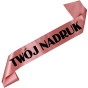 Szarfa z Twoim nadrukiem - rozowozlota szarfa z wybranym kolorem nadruku - detal nadruku