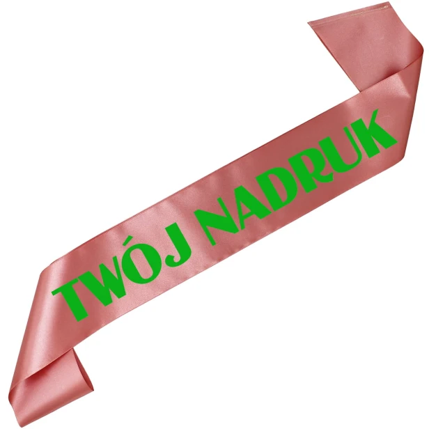 Szarfa z Twoim nadrukiem - rozowozlota szarfa z wybranym kolorem nadruku - ujecie 7