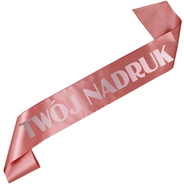 Szarfa z Twoim nadrukiem - rozowozlota szarfa z wybranym kolorem nadruku - ujecie 5