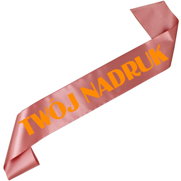 Szarfa z Twoim nadrukiem - rozowozlota szarfa z wybranym kolorem nadruku - ujecie 8