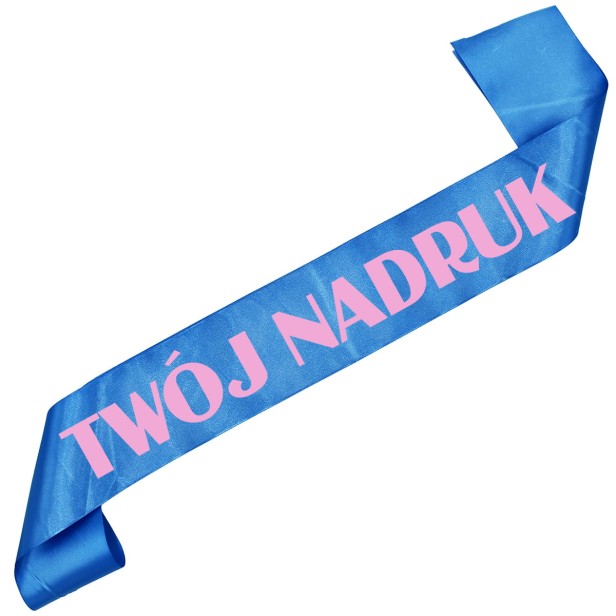 Szarfa z Twoim nadrukiem – mglista niebieska szarfa z jasnoróżowym nadrukiem