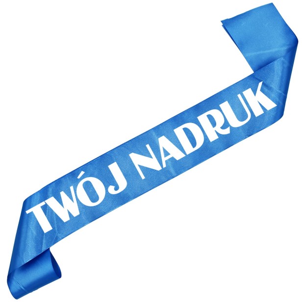 Szarfa z Twoim nadrukiem – mglista niebieska szarfa z białym nadrukiem