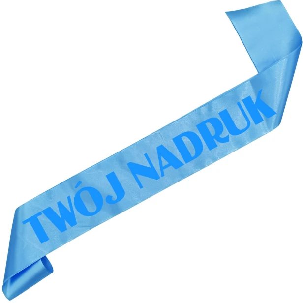 Szarfa z Twoim nadrukiem - jasna mglista niebieska szarfa z wybranym kolorem nadruku - ujecie 6
