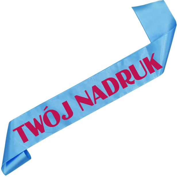 Szarfa z Twoim nadrukiem - jasna mglista niebieska szarfa z wybranym kolorem nadruku - ujecie 10