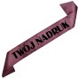 Szarfa z Twoim nadrukiem - ciemna rozowozlota - detal nadruku