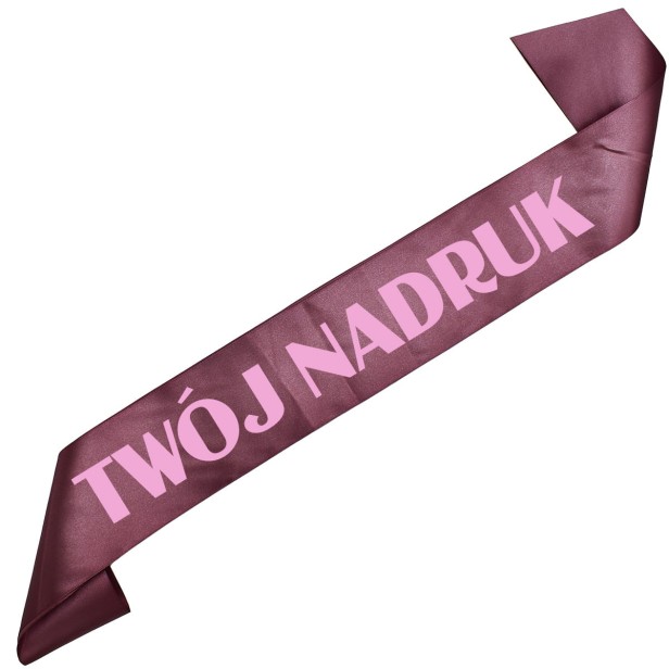 Szarfa z Twoim nadrukiem – ciemna różowozłota szarfa z jasnoróżowym nadrukiem