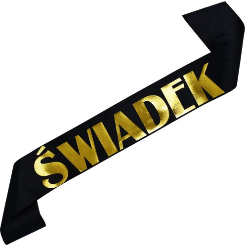 Szarfa „Świadek” – elegancka czarna ze złotym nadrukiem