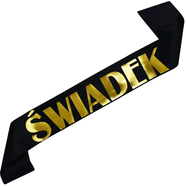 Szarfa Swiadek - elegancka czarna ze zlotym nadrukiem