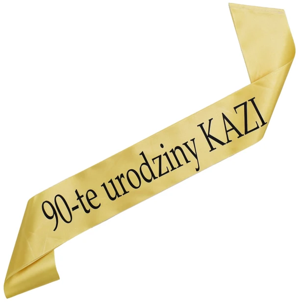 Szarfa 90-te urodziny + dowolne imie - klasyka i personalizacja w eleganckim wydaniu
